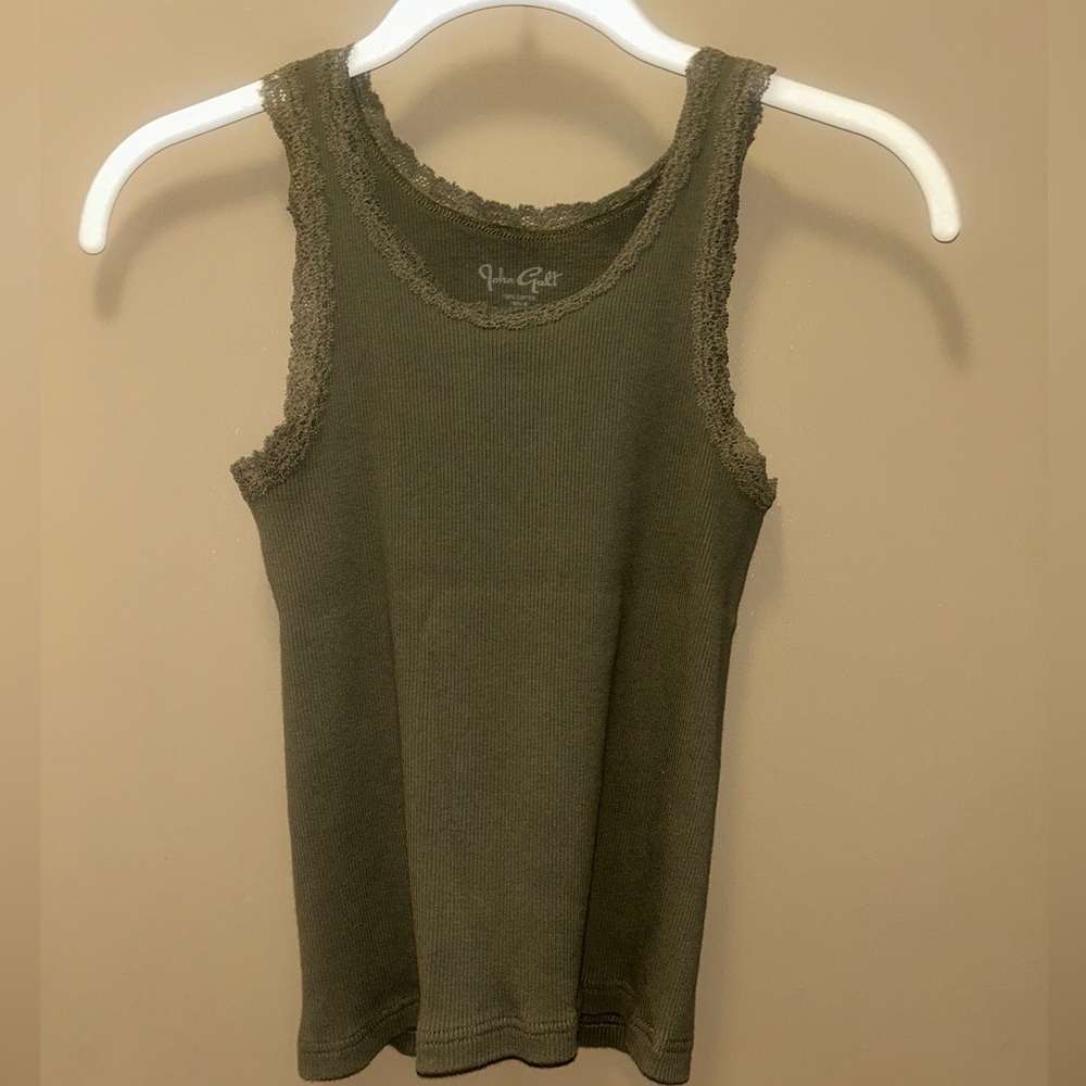 Brandy Melville Olive Lace Trim Tank Top